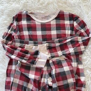 Burts Bees Red / Black Buffalo Plaid Organic Cotton Long Sleeve Tee Pajama Set